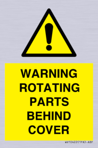 WARNING ROTATING PARTS BEHIND COVER